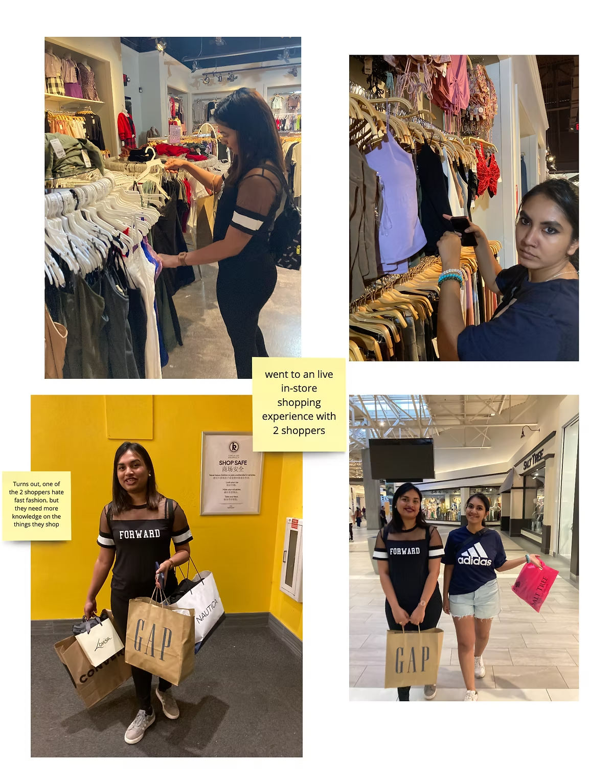 Field research showing in-store shopping experience with 2 shoppers testing label scanning and product information gathering