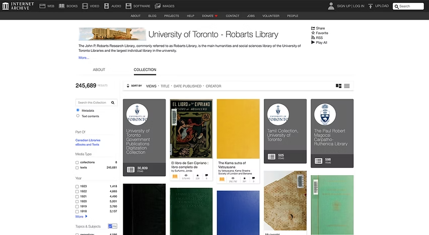 Internet Archive Collection Page