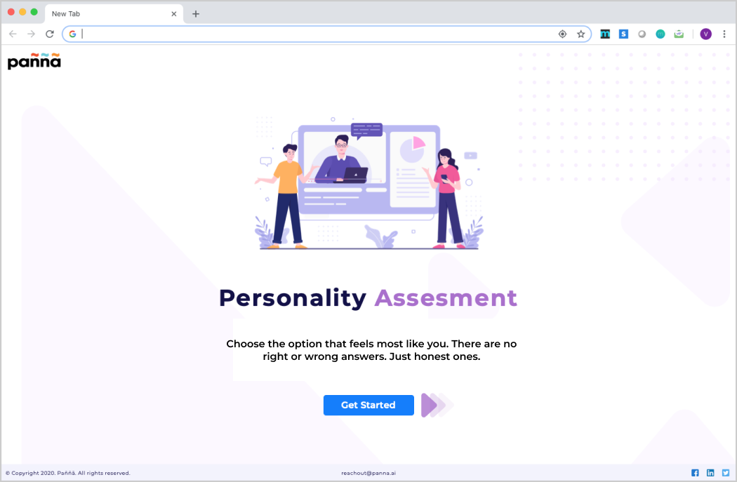 Panna Personality Assessment Landing Page